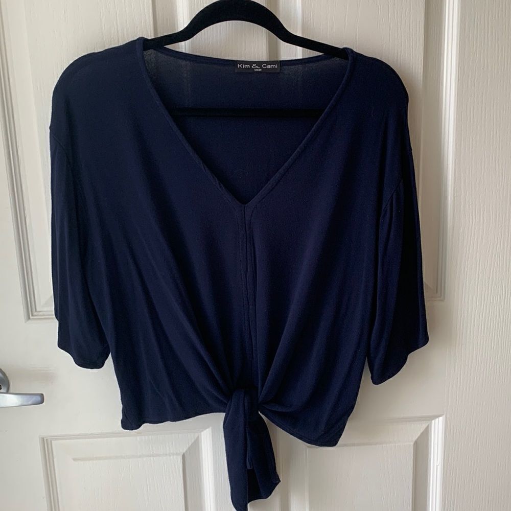Kim and Cami Short Sleeve Blouse, Front Tie